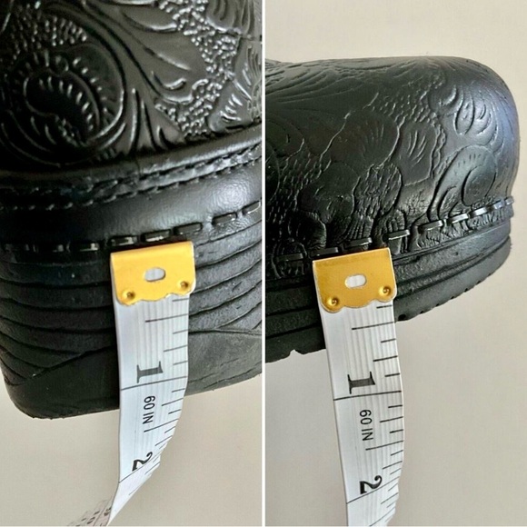 Dansko Clogs Women 8.5 Black Tooled Leather Comfort Nursing Professional - Picture 7 of 8